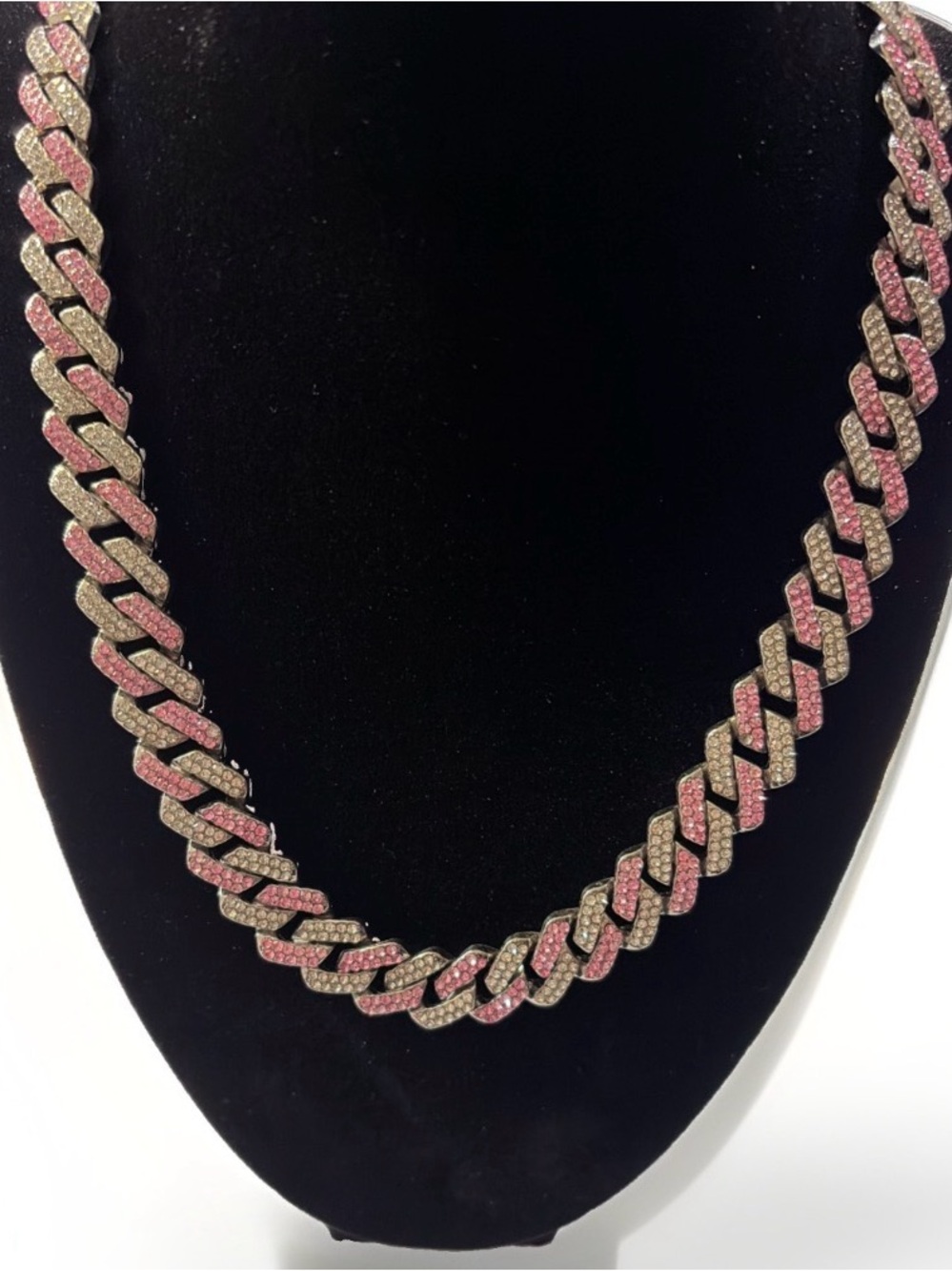 Iced Miami Cuban Link Choker necklace chain 2 Tone  14mm 20” length ICY #32